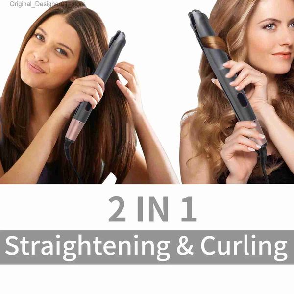 Fer à lisser 2 en 1 Pro or titane fer plat torsion bigoudi fers à lisser Anti-frisottis pour lisser les cheveux Curling outil de coiffure Q240124