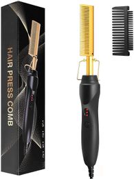 Lisseur cheveux 2 en 1 peigne chauffage électrique rapide Portable voyage Anti-brûlure barbe presse 221203