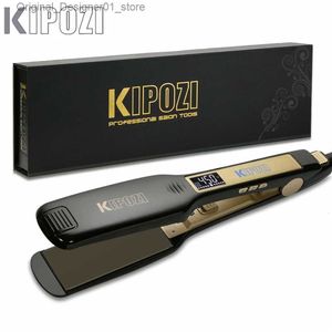 Planchas para el cabello 2023 Plancha de pelo profesional KIPOZI de titanio con pantalla LCD digital, rizador de calentamiento instantáneo de doble voltaje Q240124