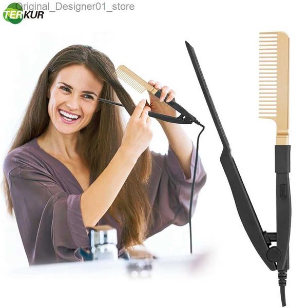 Planchas para el cabello 50W Cepillo para el cabello Plancha Húmeda y seca Peso neto portátil 168 g Calentamiento rápido Corrugación Peine caliente Herramientas de peinado Max 190 C Q240124