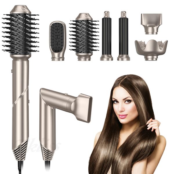 Ardores de cabello Plegado 6 en 1 Cepillo de secador Negativo Blower Salón Bloque Aire Rizo Varita Cerámica Cadring Iron Styler 231201