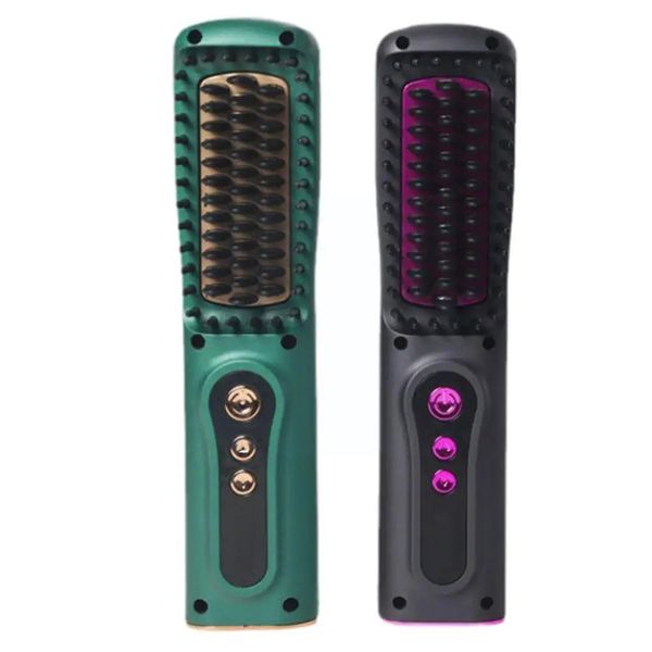 Lisseurs à cheveux Peigne à lisser chauffant USB lisseur à cheveux sans fil rapide peigne à barbe brosse brosse à barbe outils de coiffure redresser P1I6 231214