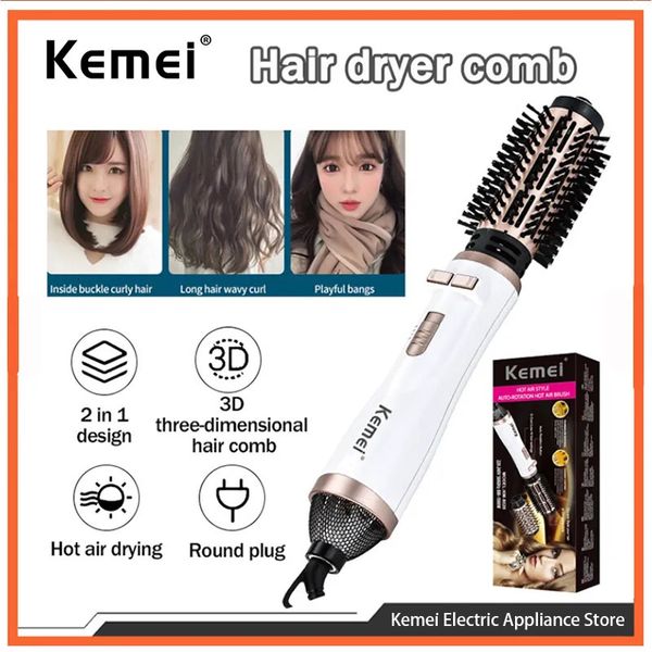 Lisseur Kemei km 8020 température réglable chauffage rapide multifonctionnel sèche-cheveux électrique peigne à friser droit 231121