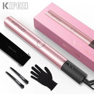 KIPOZI Professionnel Cheveux Striaghtener Nano Chauffage Instantané Fer Plat 2 En 1 Fer À Friser Cheveux Outil avec Écran LCD 230605