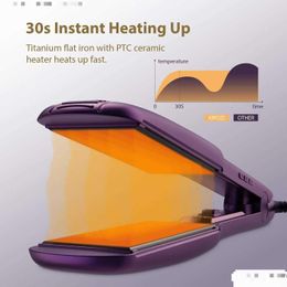 Fers à lisser Kipozi fer à lisser professionnel titane fer plat avec affichage LCD numérique double tension chauffage instantané Curling Dhx2A