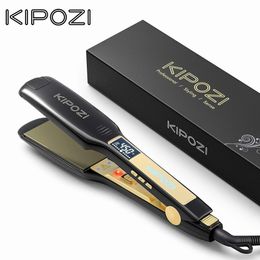 Haarstrookkers Kipozi Slager 139 Flat Iron 175 inch brede plaat met LCD -display Verstelbare temperatuur en dubbele spanning 230306