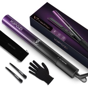 Hair Straighteners KIPOZI Straightener 2 in 1 Flat Iron Curling Nano Instant Heating with Digital LCD Display 230306