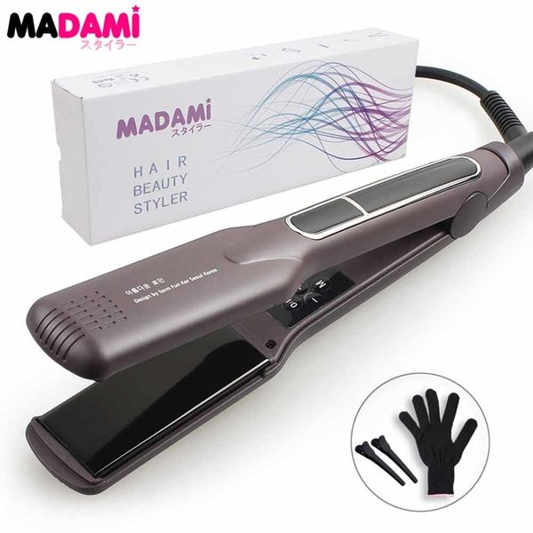 Planchas para el cabello Plancha para el cabello coreana Tratamiento de queratina Placa ancha flotante Cerámica Plancha de doble voltaje Plancha para rizar el cabello Salon Styler 230821