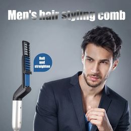 Lisseurs à cheveux pour hommes, peignage multifonctionnel fixe, rouleau moelleux, soins personnels droits, brosse électrique, outil de modélisation de la mode pour barbe 231204