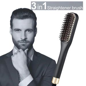 Lisseurs à cheveux Multifonctionnel électrique peigne à cheveux brosse barbe lisseur cheveux redresser barbe redressage peigne rapide cheveux Styler pour hommes 231213