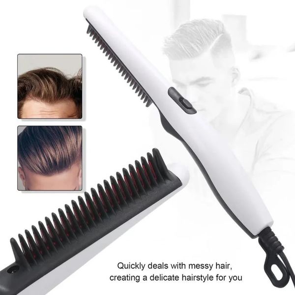 Lisseurs à cheveux Multifonctionnel peigne à cheveux brosse barbe lisseur cheveux redresser électrique barbe redressage peigne rapide cheveux Styler pour hommes 231214