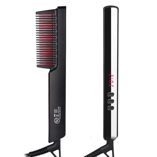 Planchas para el cabello Cepillo para alisar el cabello multifuncional Plancha para barba iónica Peine de calentamiento de cerámica Cepillo para alisar la barba eléctrica 230626