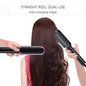 Lisseur Cheveux Lisseur Multifonctionnel Brosse Ion Négatif Lissant Peigne 2 En 1 Bigoudi pour Bouclés 230529