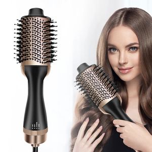 Lisseurs à cheveux Brosse à air en une étape Volumizer 1200W Brosse à air Noir Doré Sèche-cheveux et lisseur de cheveux Styler Outil 231120