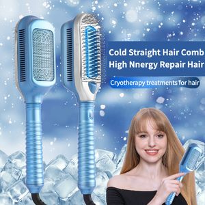 Planchas para el cabello Peine de aire frío profesional Terapia con hielo Plancha permanente de iones negativos Cepillo alisador de congelación de 0 grados 230923