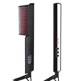 Piastra per capelli Pettine per lisciare la barba riscaldato rapidamente professionale Spazzola per lisciare i capelli piccola personalizzata per uomo 231211