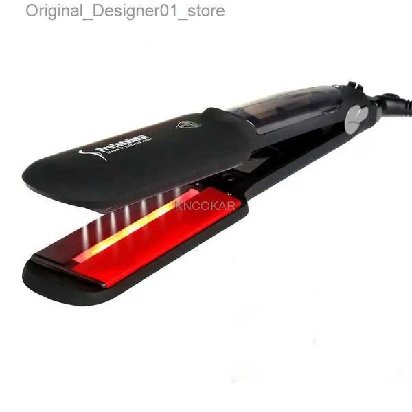 Planchas para el cabello Plancha de pelo de vapor profesional Vapor de cerámica Calefacción por infrarrojos Plancha plana Steampod Salon 2 pulgadas Tamaño grande Plancha más recta Q240124