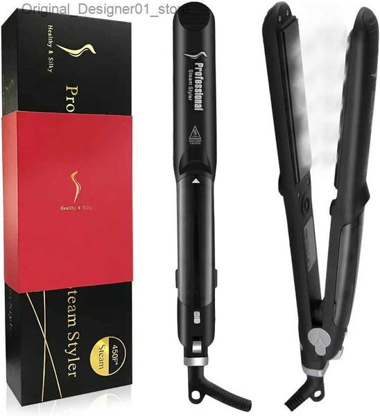 Planchas para el cabello Plancha de pelo de vapor profesional Plancha de vapor de cerámica Plancha de hierro Costura Alisado del cabello Plancha Rizador Vaporizador Herramienta de peinado Q240124