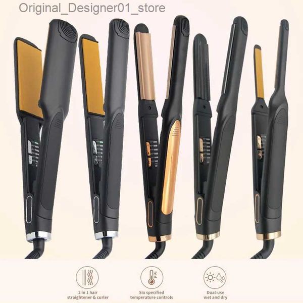 Planchas para el cabello Plancha profesional Rizador Titanio Placa calefactora de cerámica Plancha plana Estilo Rizado del cabello Alisado Q240125