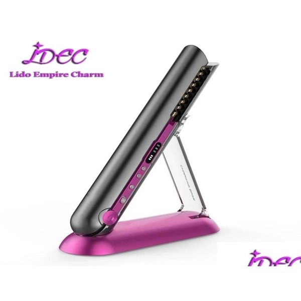 Planchas para el cabello Plancha profesional Plancha de cerámica 2 en 1 Inalámbrico y rizador Recargable Entrega de gota inalámbrica Producto Dh3DN