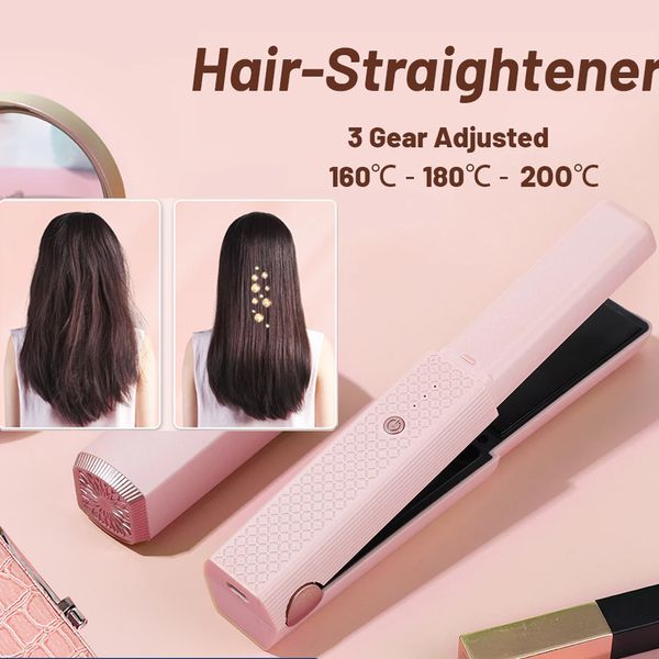 Planchas para el cabello Plancha rizadora profesional Mini plancha USB Recarga Herramienta de peinado de cerámica inalámbrica Rizador Plano seco 230831