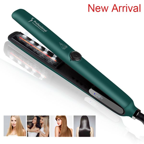 Planchas para el cabello Plancha de vapor Placas de revestimiento de cerámica Pantalla LCD Plancha de hierro MCH Calefacción Herramientas de peinado con función de infrarrojos Regalos 230620