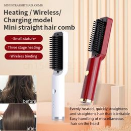 Lisseurs de cheveux Lisseur électrique USB Brosse Peigne Fer Mini Droit avec Multi Fonction Portable Charge Double Usage 231025