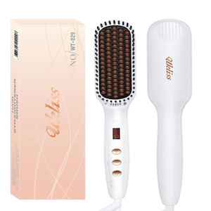 UKLISS professionnel défriser les cheveux brosse peigne LCD affichage chauffage électrique antistatique céramique redressage barbe peigne 231202