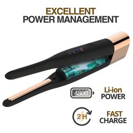 Fer à lisser sans fil fer plat plaque flottante USB 5000mAh Mini 2 en 1 fer à lisser avec charge bigoudi sans fil portable outils de coiffure 231127