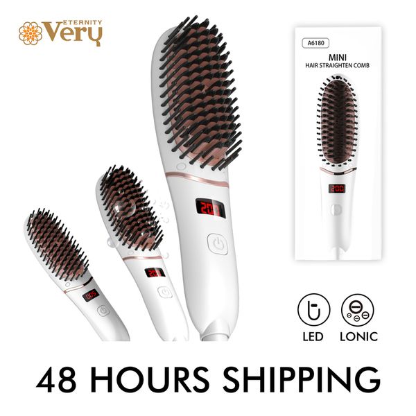 Brosse de litre des cheveux ionique avec 5 températures réglables Affichage LED pour la barbe de voyage à domicile anti-statique 220728