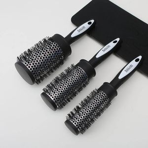 Hair Styling Hair Brush Nylon Comb Cylinder Curly Hair Rolling Comb Thermal Aluminum Tube Round Barrel Hair Comb Curly Tool 231128