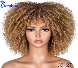Perruques synthétiques de cheveux Cosplay cheveux courts Afro crépus bouclés perruque avec frange lâche synthétique Cosplay moelleux perruques naturelles pour les femmes noires6538289
