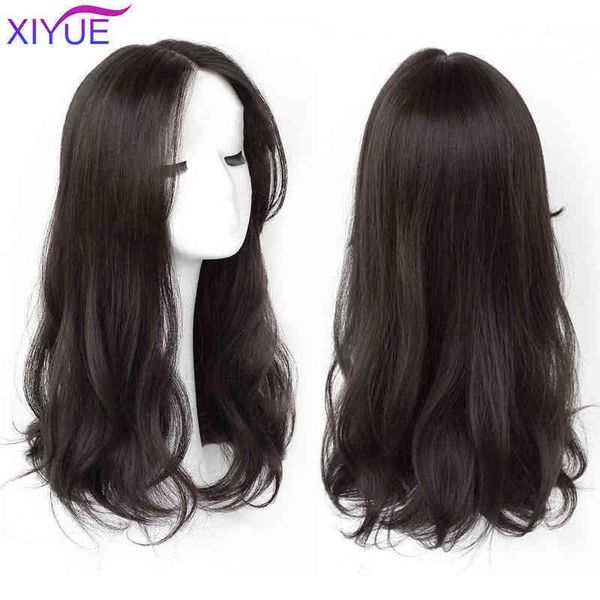 Pelucas sintéticas para el cabello Cosplay Xiyue Pelucas rizadas sintéticas largas con flequillo central Marrón oscuro natural para mujeres Cosplay Fibra resistente al calor 220225