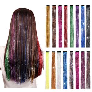 Couvre-chef pour filles avec mèches colorées arc-en-ciel, mèches scintillantes pour cheveux scintillants, kit de décoration pour cheveux, accessoires pour cheveux pour femmes filles