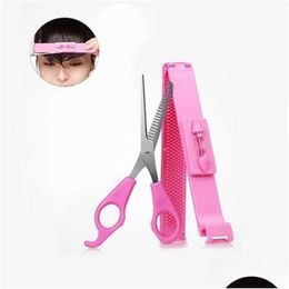 Outils de cheveux 2pcs coiffures coiffures ciseaux avec rer barber bricolage professionnel tasse de coupe de cheveux pour femmes porteurs de drop livraison pro dhu0j