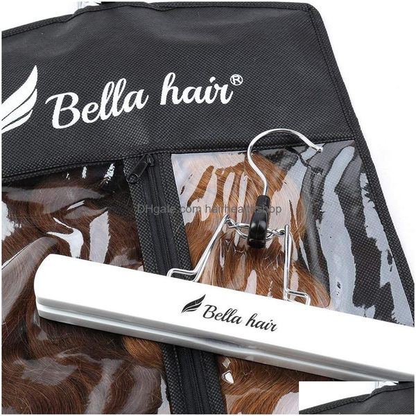 Herramientas para el cabello Bella portátil Weaves Hanger y Bolsa de caja a prueba de polvo para extensiones de paquetes Almacenamiento de color blanco Color negro Drop de entrega DHNSQ