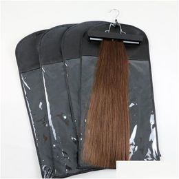 Outils de cheveux Extensions Sac d'emballage Paquet anti-poussière avec cintre pour clip trame humaine professionnel livraison directe produits accessoires Dhysd