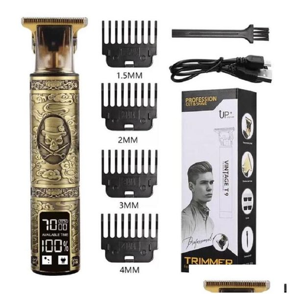 Tondeuse à cheveux électrique pour hommes, rasoir à tête en acier doré avec outils de coiffure USB, livraison directe, produits de soins Dhybz