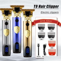 Haartrimmer elektrische kapper T9 verbeterde lcd oplaadbare retro oliekop snijwerk push shear pubic clipper hine voor vrouwen drop levering ote9b