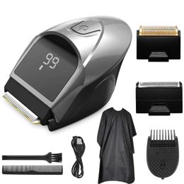 Trimmer de cheveux FoxSonic Hair Clip Mens Clipper Rechargeable Kit de beauté courte Cordless Electric Q240427