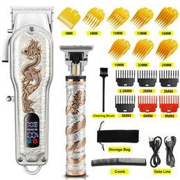 Haartrimmer in set Dragon Professional Hair Clipper Draadloze haartrimmer voor mannen Shaver Hair Cutting Machine Barber Machin Beard 230526