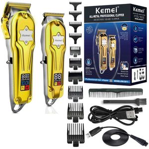 Haar Trimmer Kemei 2011 Professionele haarklipper Krachtige Pro Hairdressing Combo Kits Elektrische haar Trimmer Haar Cutting Machine metalen Housi T240507