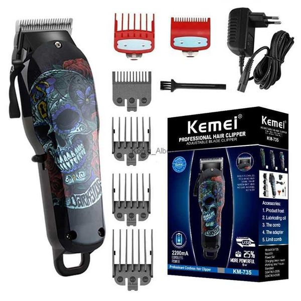 Cortadora de cabello Kemei Cortadora de cabello inalámbrica cortadora de cabello profesional para hombres máquina para cortar cabello de barba potente eléctrica batería de litio 100v-240vL2402