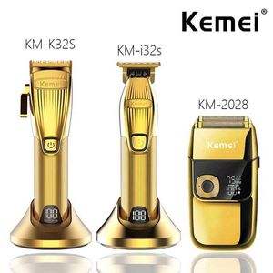 Trimmer de cheveux Kemei KM-K32S I32S KM-2028 Kit de cheveux et de rasoirs professionnels avec chargeur de siège Clipper USB Charge Q240427