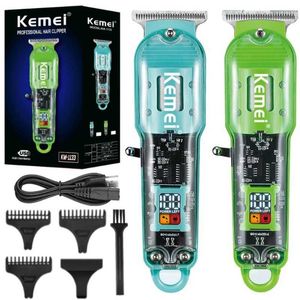 Tondeuse Kemei KM1133 Oplaadbare Haarsnijmachine Kapper Vervagen Professionele Tondeuse Draadloze Trimmer Transparante Cover