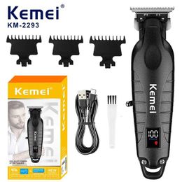 Trimmer de cheveux Kemei Mens Barber Professionnel sans fil avec affichage LED Charge KM-2293 Q240427