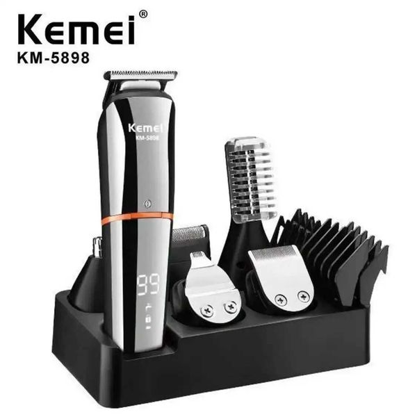 Trimmer de cheveux Kemei Multi fonctionnelle 11 en 1 Kit de beauté de charge pour le visage pour hommes avec écran d'écran LCD Scissor électrique KM-5898 Q240427