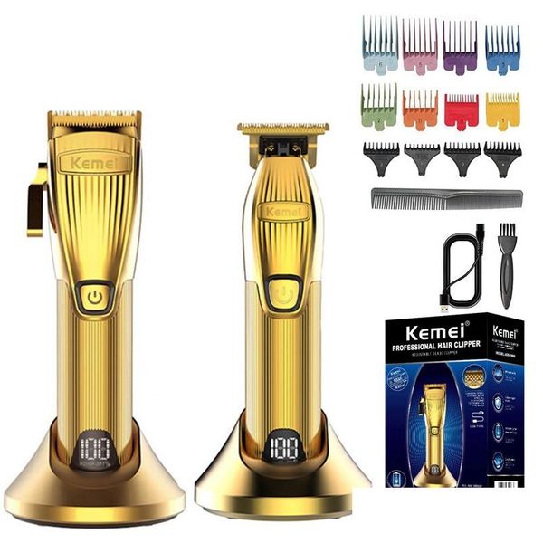 Tagliacapelli Kemei Set professionale ricaricabile per barba elettrica da uomo 230715 Consegna a goccia Dhj3Z