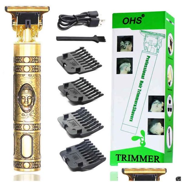 Tondeuse à cheveux LCD Clippers Coupe professionnelle Hine Barbe pour hommes Barber Shop Rasoir électrique Vintage T9 Cutter 220121 Drop Delivery P Dhyc1