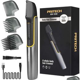 Recortador de cabello Pritech Clipper eléctrico Ingle Cuerpo Bikini Depiladora Recargable Pubic Back Shaver Razor para hombres y entrega de gota Dhkcn